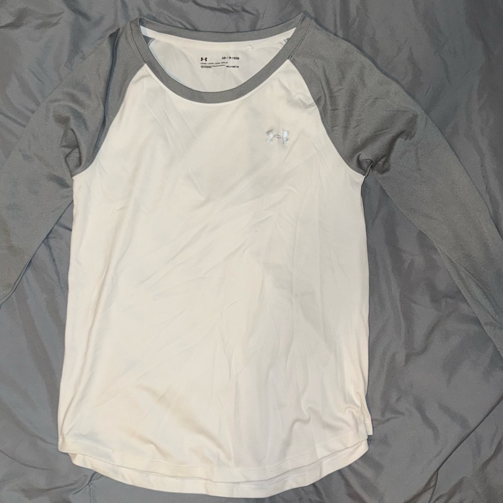 Under Armour White and Gray Raglan Shirt